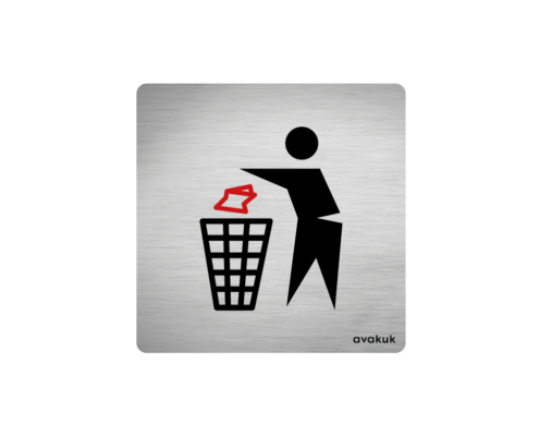 avakuk-abfall-plakette-chromstahl-geschliffen-70x70mm plakette abfall