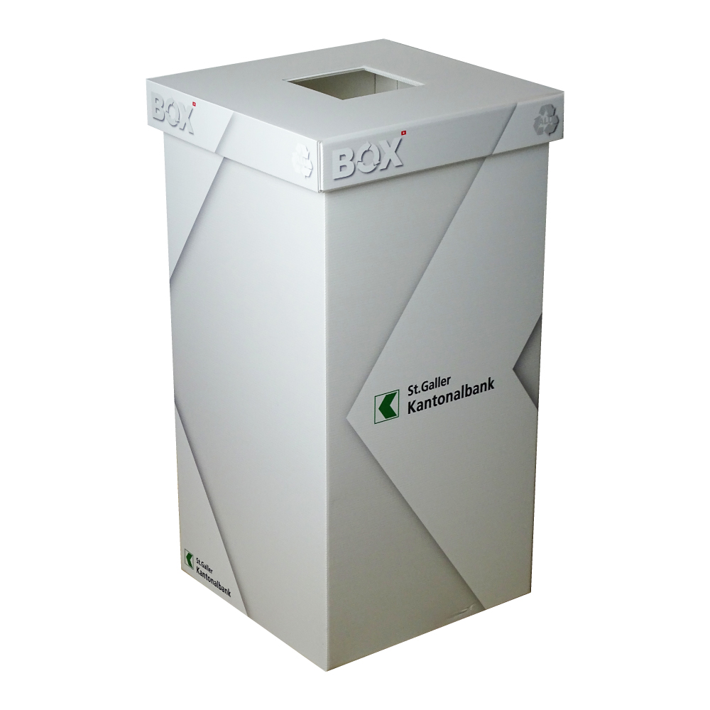 SGKB-Recyclingbox-pet-behaelter-frei-e-commerce-recycling-alu-sammelbehaelter-kantonalbank sammelbehälter pesonalisiert