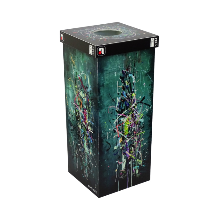 avakuk-pet-behaelter-sammelbehaelter-guillermo-kunst-recyclingbox-fix-3-frei-e-commerce 110 Liter Sammelbehälter Kunst für PET mit Deckel