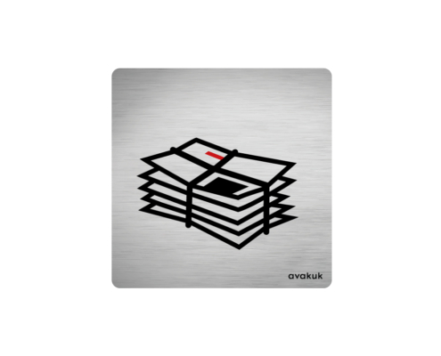 avakuk-papier-plakette-chromstahl-geschliffen chromstahlplakette altpapier