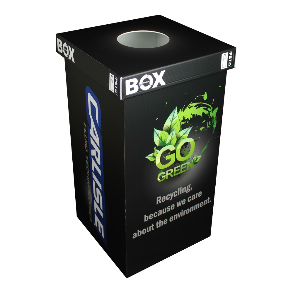 Recyclingbox-MS-Oberflächentechnik-AG-PET-Behälter-www.recyclingbox.ch-CH personalisierte recyclingbox für aluminium dosen mit carlisle logo