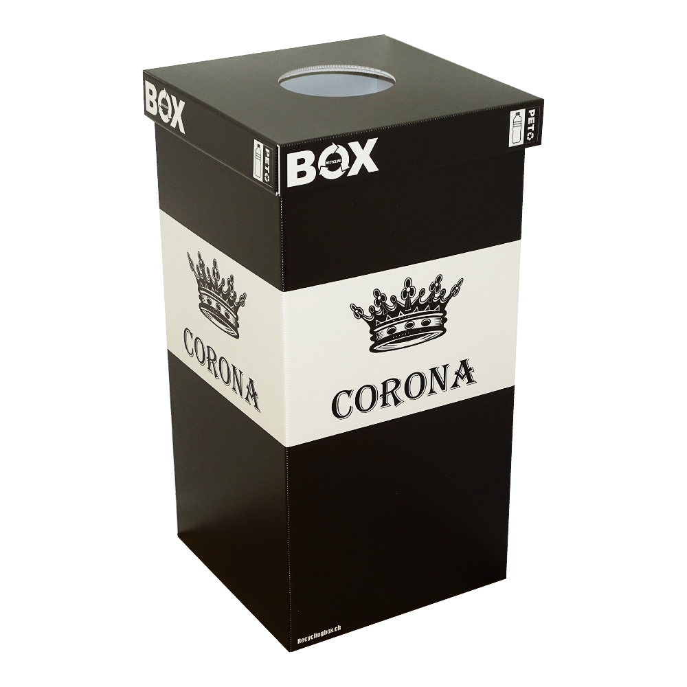 corona-recyclingbox-pet-behaelter-sammelbehaelter-frei-e-commerce corona pet behälter mit eigenem logo