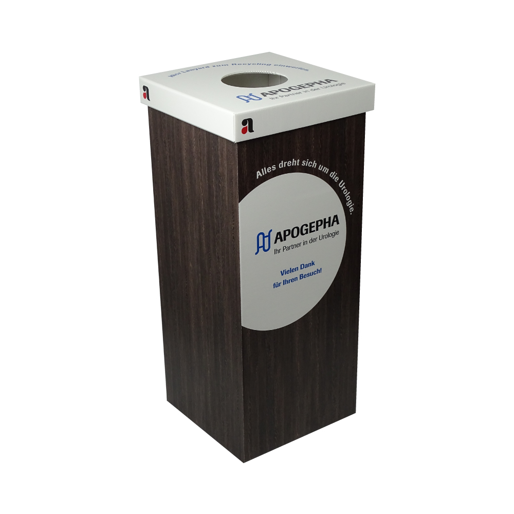 interplan-sammelbox-personalisert-recyclingbox.ch personalisierte recyclingbox mit apogepha logo