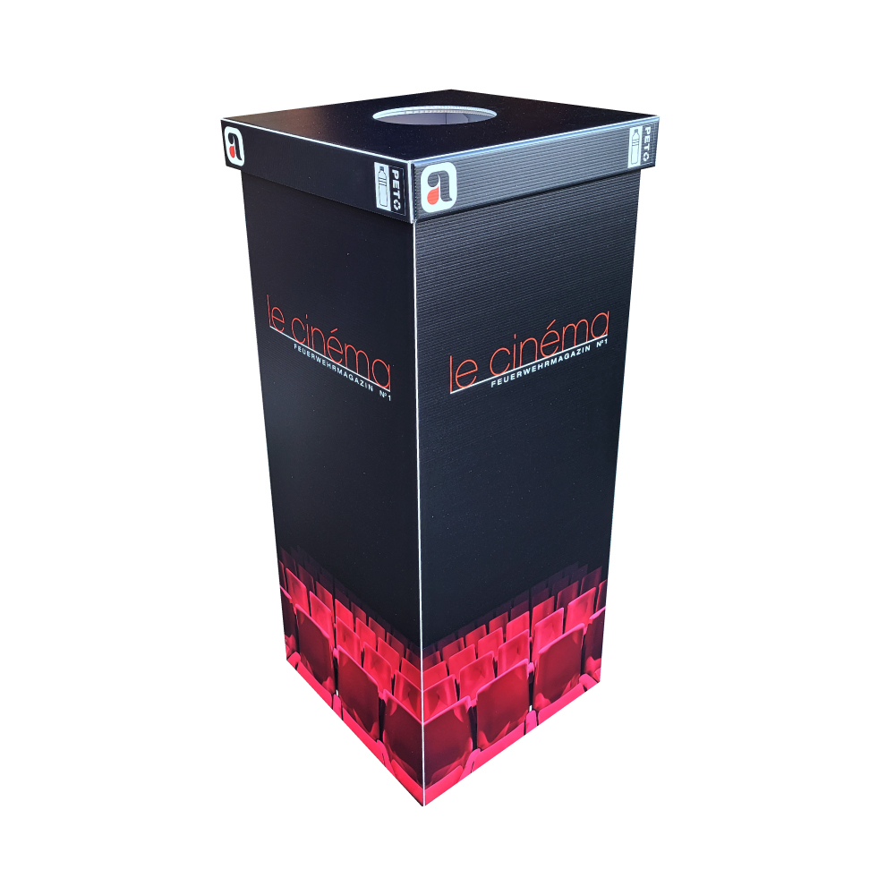le-cinema-feuerwehrmagazin-avakuk-recyclingbox-personalisiert pet behälter personalisiert mit le cinéma logo
