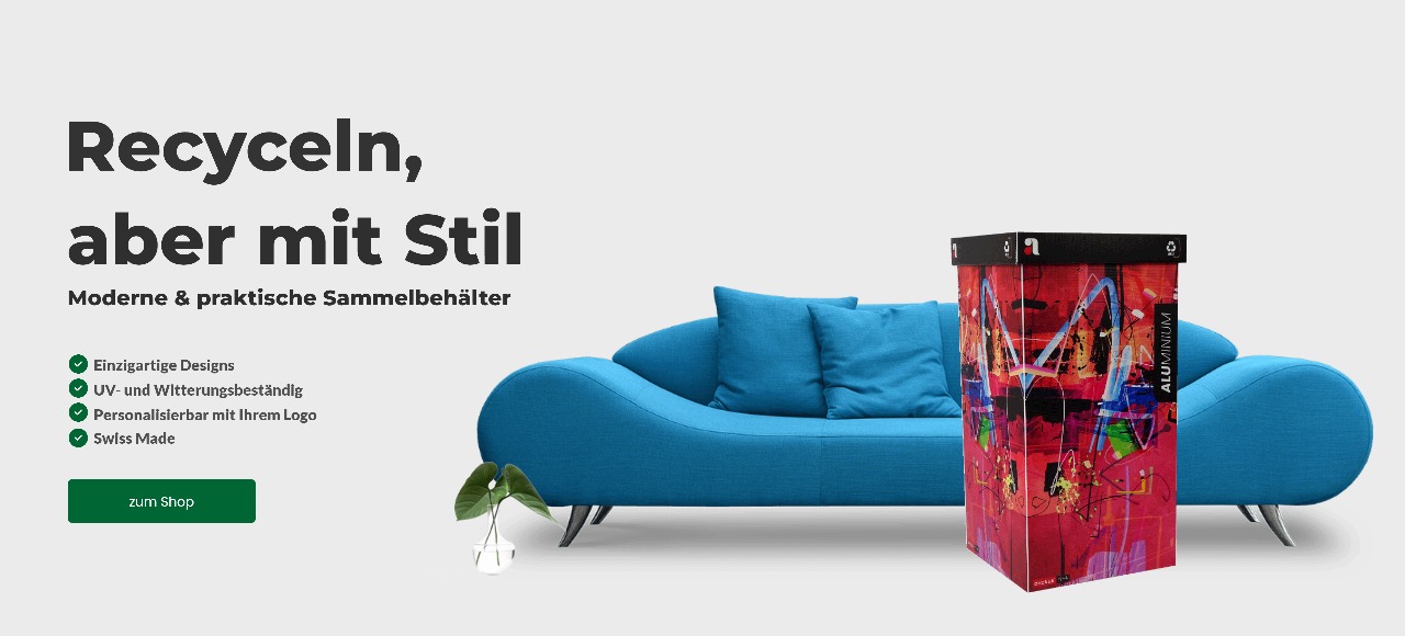 recyceln aber mit stil schrift mit aluminium sammlebehälter in rot