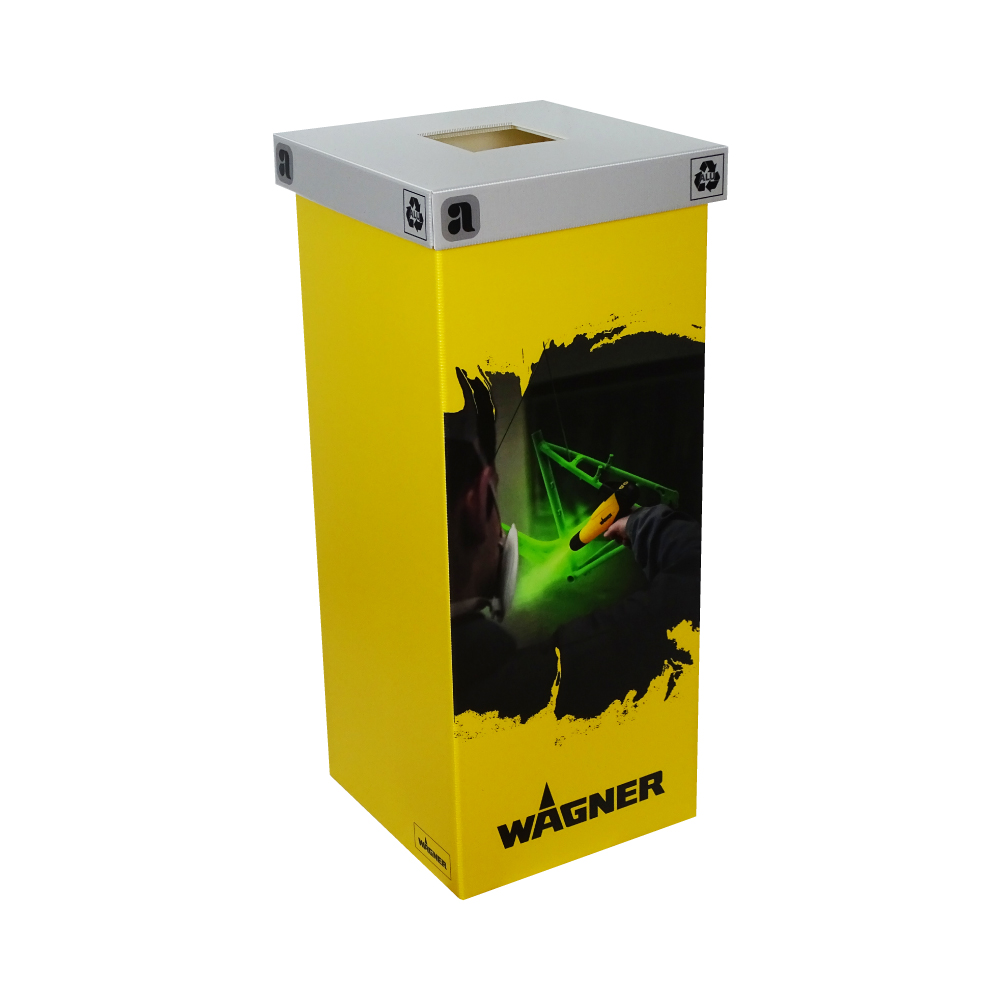 wagner-international-ag-avakuk-recyclingbox-alu-sammelbehaelter personalisierte recyclingbox für aluminium dosen mit wagner logo