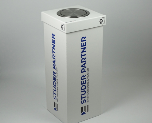 60-liter-alu-sammelbehaelter-mit-aufdruck 60 liter recyclingbox personalisiert mit schwenkdeckel