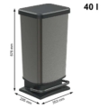 Abfalleimer mit Deckel 40 Liter Graphit