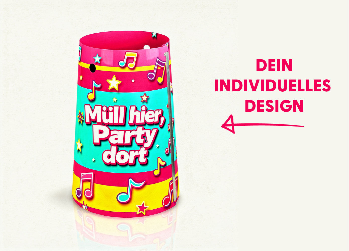 johann, der geniale Abfallsackhalter, personalisiert mit eigenem Logo bedrucken