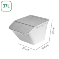 Aufbewahrungsbox mit Deckel stapelbar 37 Liter weiss aus Kunststoff