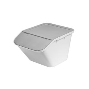 Aufbewahrungsbox mit Deckel stapelbar 37 Liter weiss aus Kunststoff