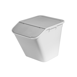Aufbewahrungsbox mit Deckel stapelbar 37 Liter weiss aus Kunststoff