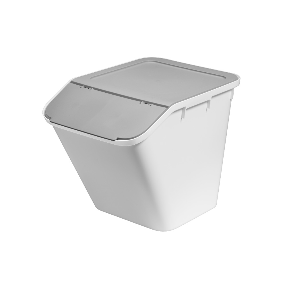 Aufbewahrungsbox mit Deckel stapelbar 37 Liter weiss aus Kunststoff