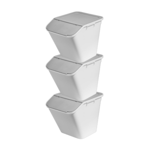 Aufbewahrungsbox mit Deckel stapelbar 37 Liter weiss aus Kunststoff