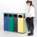 Recyclingstation 4-fach aus verzinktem Stahlblech