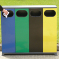 Recyclingstation 4-fach aus verzinktem Stahlblech