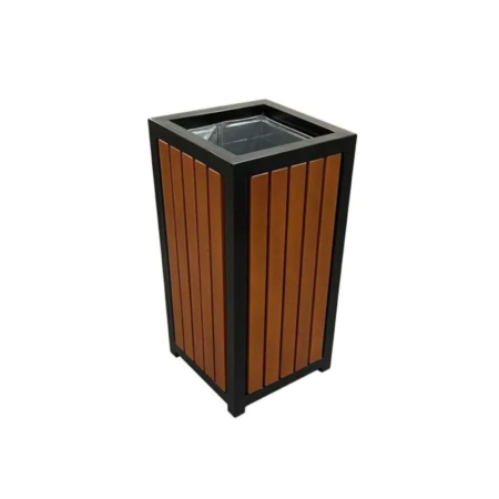 Abfallbehälter quadratisch in Holzoptik für Aussenbereich