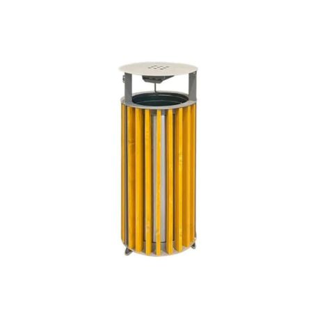 Holzmülleimer 50 Liter mit Aschenbecher und Dach