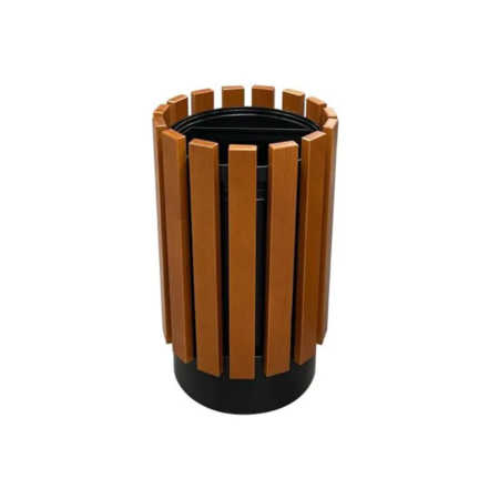 Abfalleimer rund in Holzoptik 35 Liter