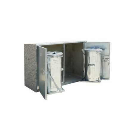 Mülltonnenbox 2-fach aus beton für Abfalleimer