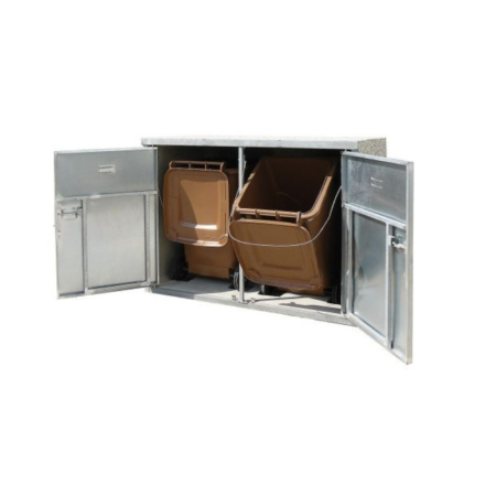 Mülltonnenbox 2-fach aus beton für 2-rad container