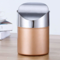 Tischabfalleimer mit Deckel Chromstahl Bronze