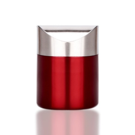 Tischabfalleimer mit Deckel Chromstahl Rot