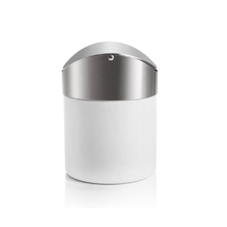 Tischabfalleimer mit Deckel Chromstahl Weiss